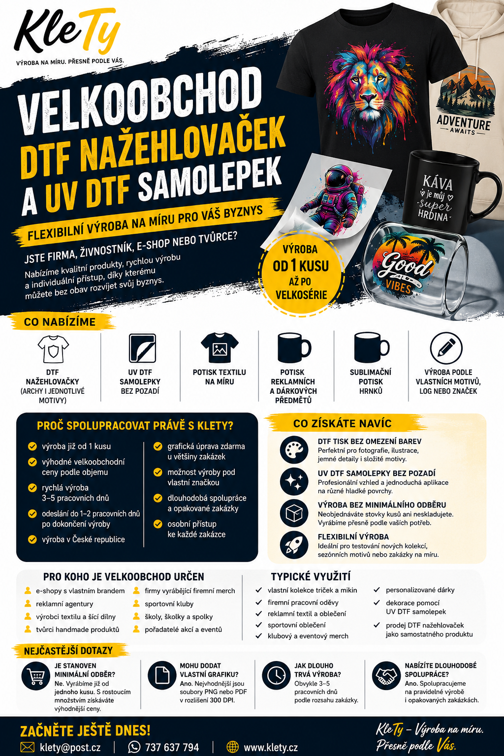 Velkoobchod DTF nažehlovaček a UV DTF samolepek