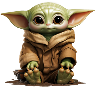 NAŽEHLOVAČKA -  Baby Yoda sedí